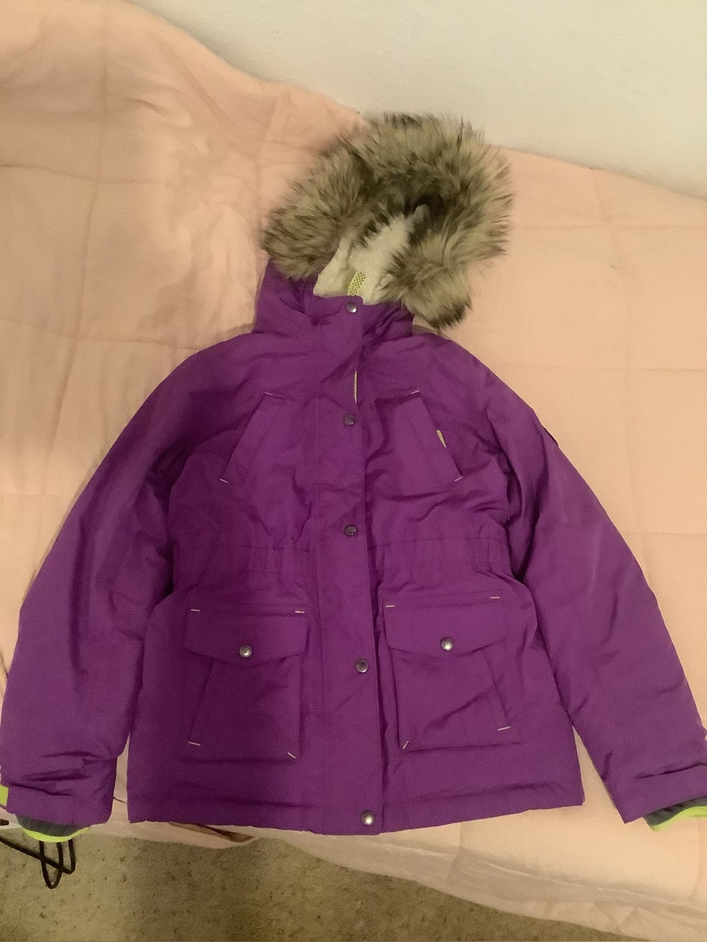 Lands' End Lime Green and Purple Kids' Insulated Jacket